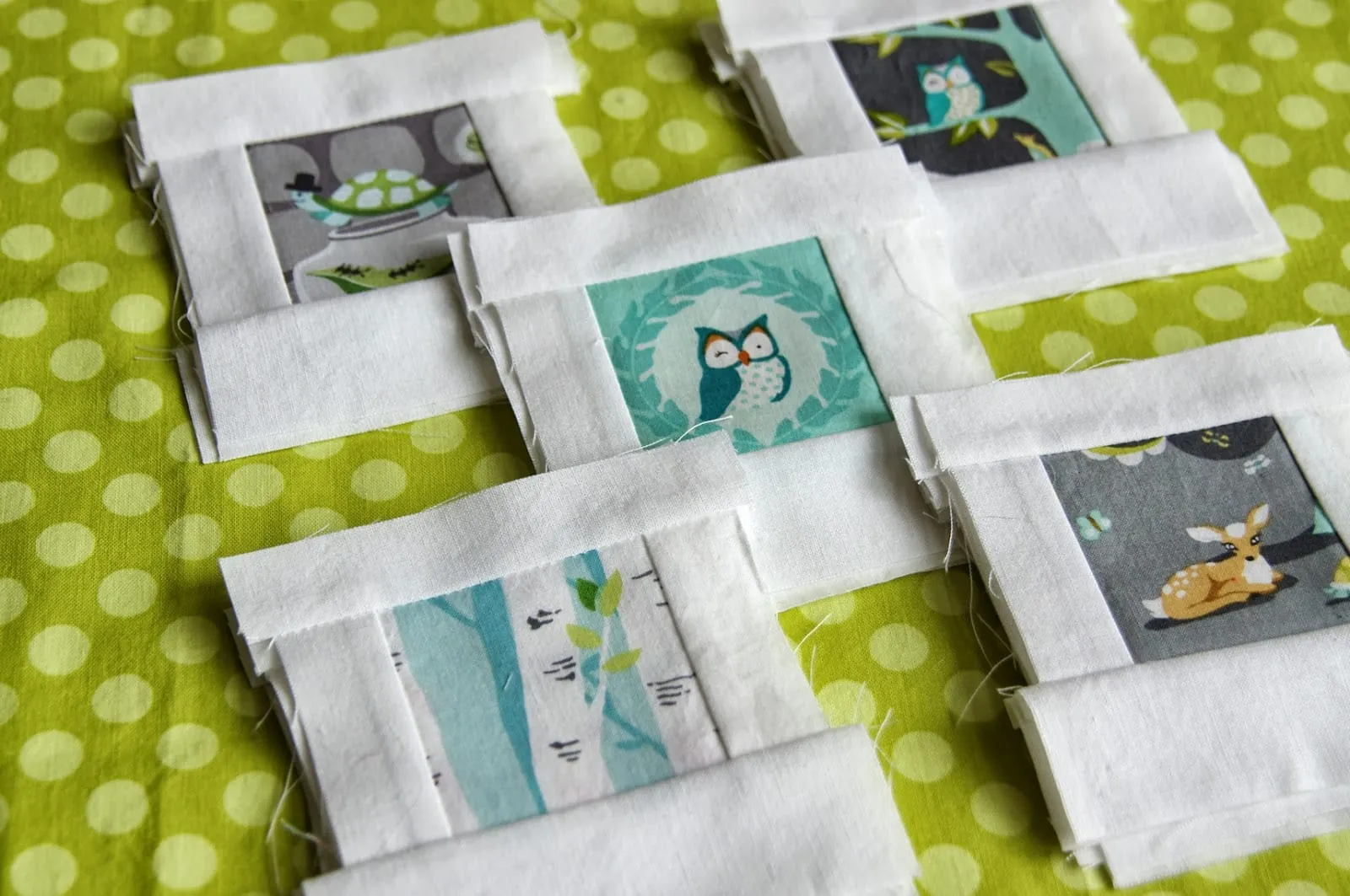 Another set of polaroid blocks, untrimmed, with the Dusk colorway of Les Amis.