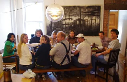 And here's a shot of all of us chowing down... all of use except dad who is almost always the one behind the camera.
