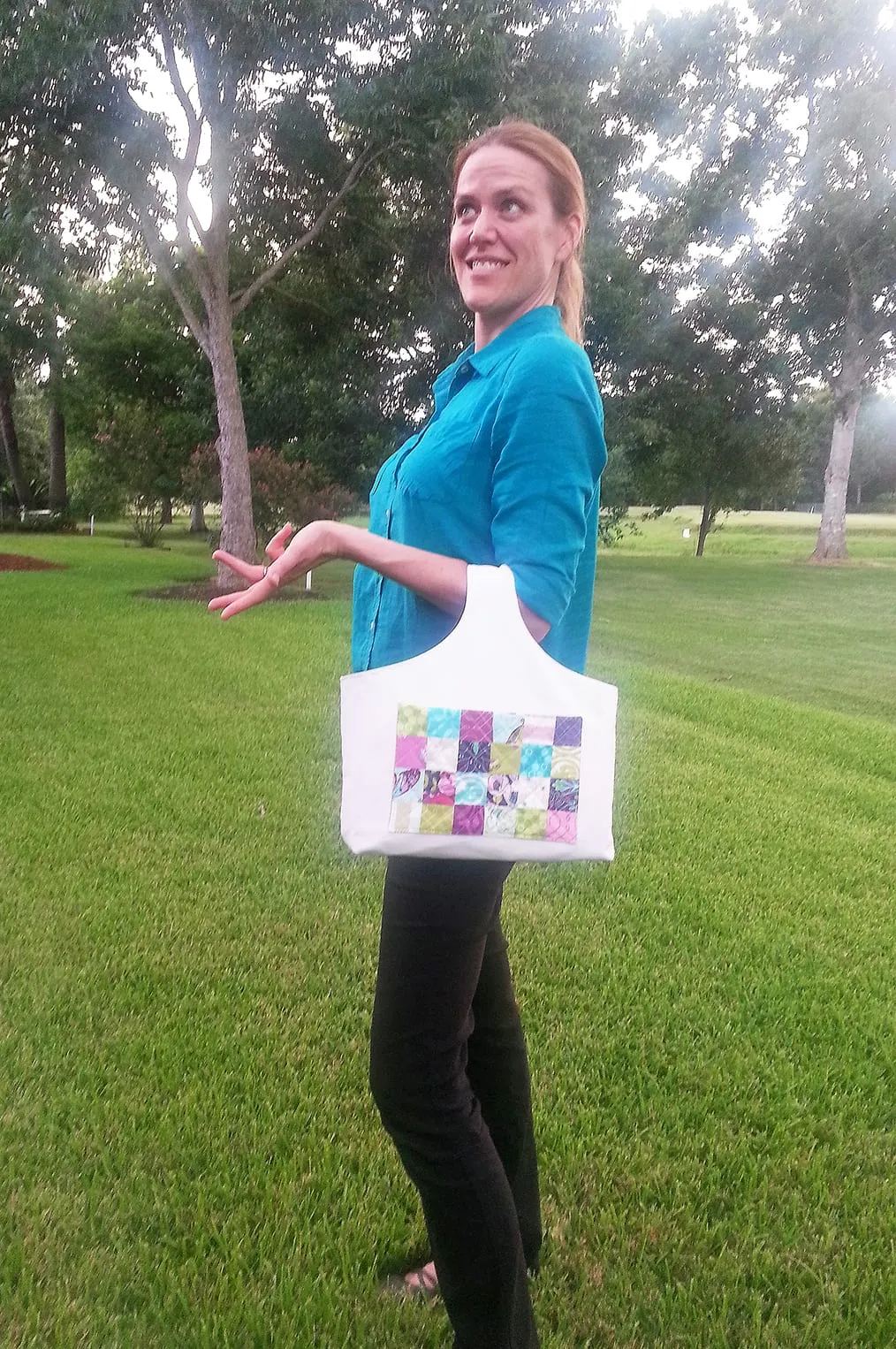 goofy pic of me modeling my new tote