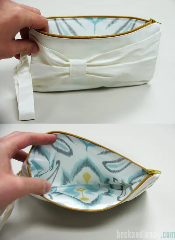 Silk Dupioni exterior/Spoonflower Kona cotton lining (This would be fab with a solid satin lining too) "Soft Ikat" available here.