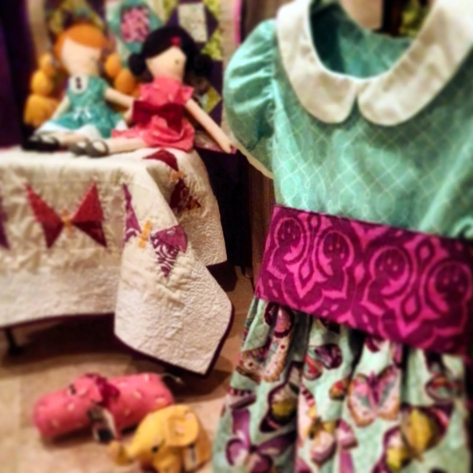 So many booth goodies were sewn up by my talented pals from the Houston Modern Quilt Guild. Full details to come after Market!