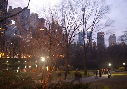 Central Park at dusk.